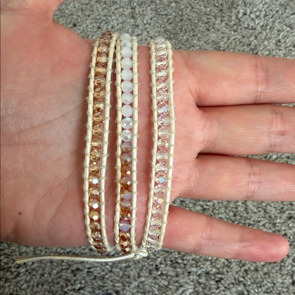 Victoria Emerson Cream and Pink Beaded Bracelet